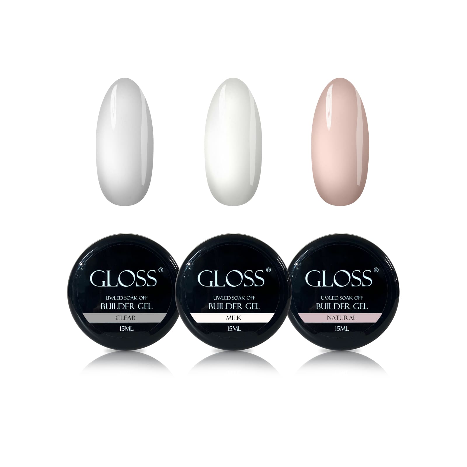 GLOSS Builder gel set, 3 pcs (15 ml)